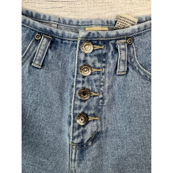 Vintage Jeans Wear Women High Waisted Denim Shorts Light Wash Button Fly Blue - Picture 4 of 8